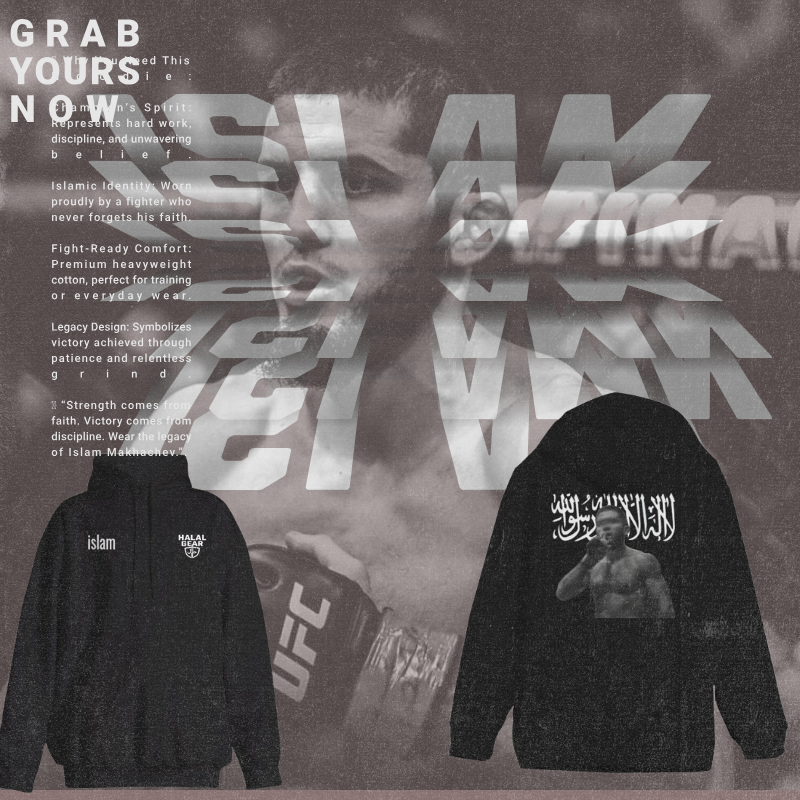 “Islam Makhachev Champion Hoodie – HalalGear Edition”
